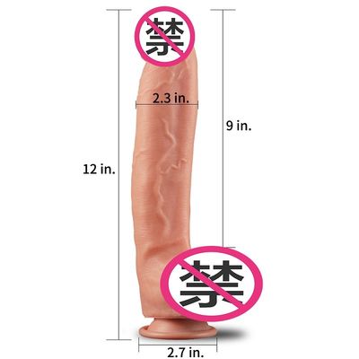 12inch de dubbele Gelaagde waterdichte riem van de Silicone Realistische Haan op dilldo