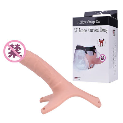 OEM Siliconezuignap Dildo 26cm Hollw-Riem op Gebogen Dong