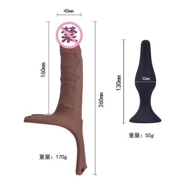 OEM Siliconezuignap Dildo 26cm Hollw-Riem op Gebogen Dong