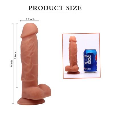 Het Geslachtsstuk speelgoed van zuignap Lesbisch Dildo OEM van het 7,4 Duim Gezonde Silicone ODM