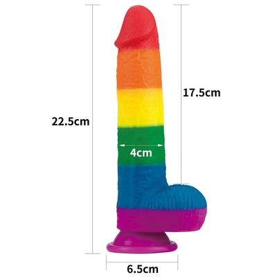 Vloeibaar Silicone 22.5cm de Kop van het Geslachtstoy faked penis with suction van Regenboogdildo
