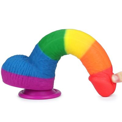 Vloeibaar Silicone 22.5cm de Kop van het Geslachtstoy faked penis with suction van Regenboogdildo