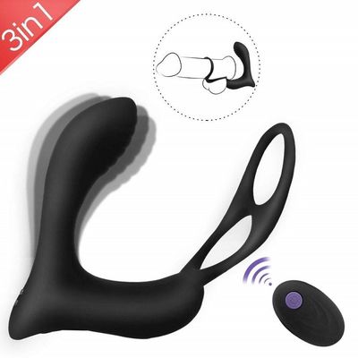3 in één Mannelijke Draadloze Afstandsbediening 400mah van Ring Vibrator Personalised Butt Plug