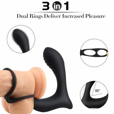 3 in één Mannelijke Draadloze Afstandsbediening 400mah van Ring Vibrator Personalised Butt Plug