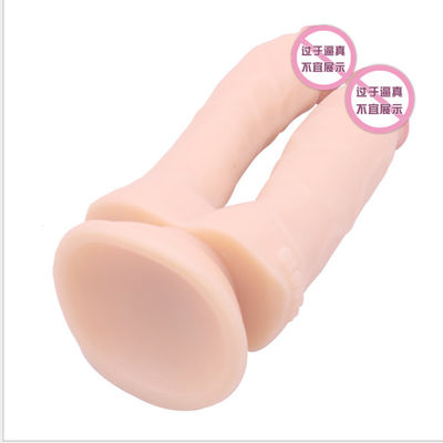 18cm TPE Dubbele Laag Dong Realistic Strap On Vibrator Met twee uiteinden voor Volwassene