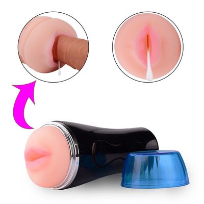 3D Geweven Elektrische Mannelijke Masturbator-de Vibratortong die van de Kopkogel Mondelinge 22cm zuigen